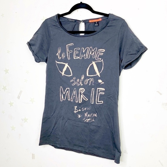 𝅺Scotch & Soda Maison Scotch Les Bon Vivants dark gray graphic T-shirt - Picture 8 of 11